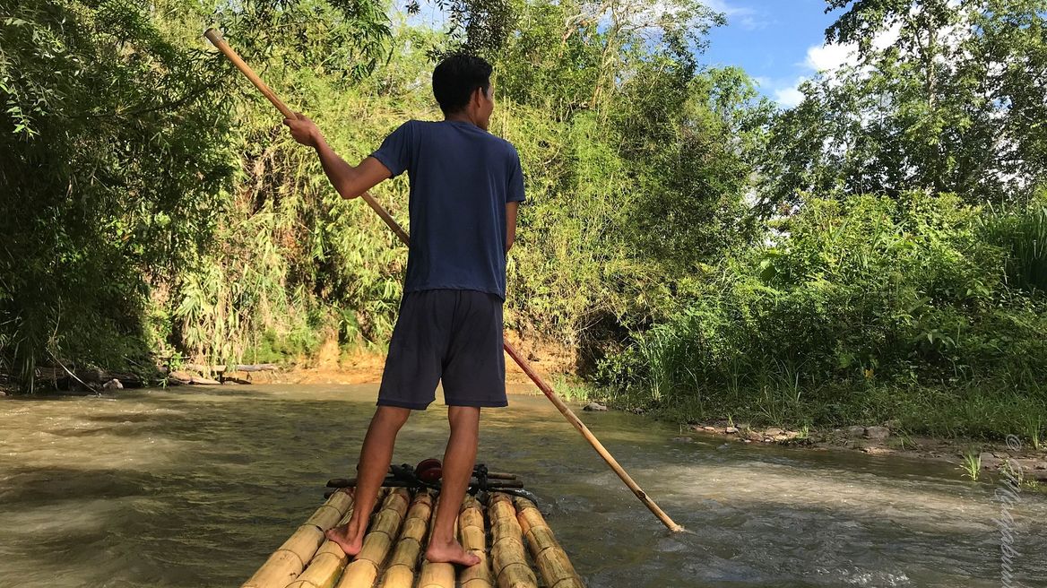 Sit back and relax on your bamboo raft