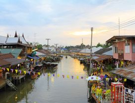 Take A Trip to Maeklong Railway Market and Boating in Amphawa Floating Market 