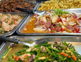 Having Thai Food Buffet and Shopping at the Market