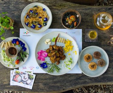 See Sunset at White Temple with Heartmade Meal in a Farm